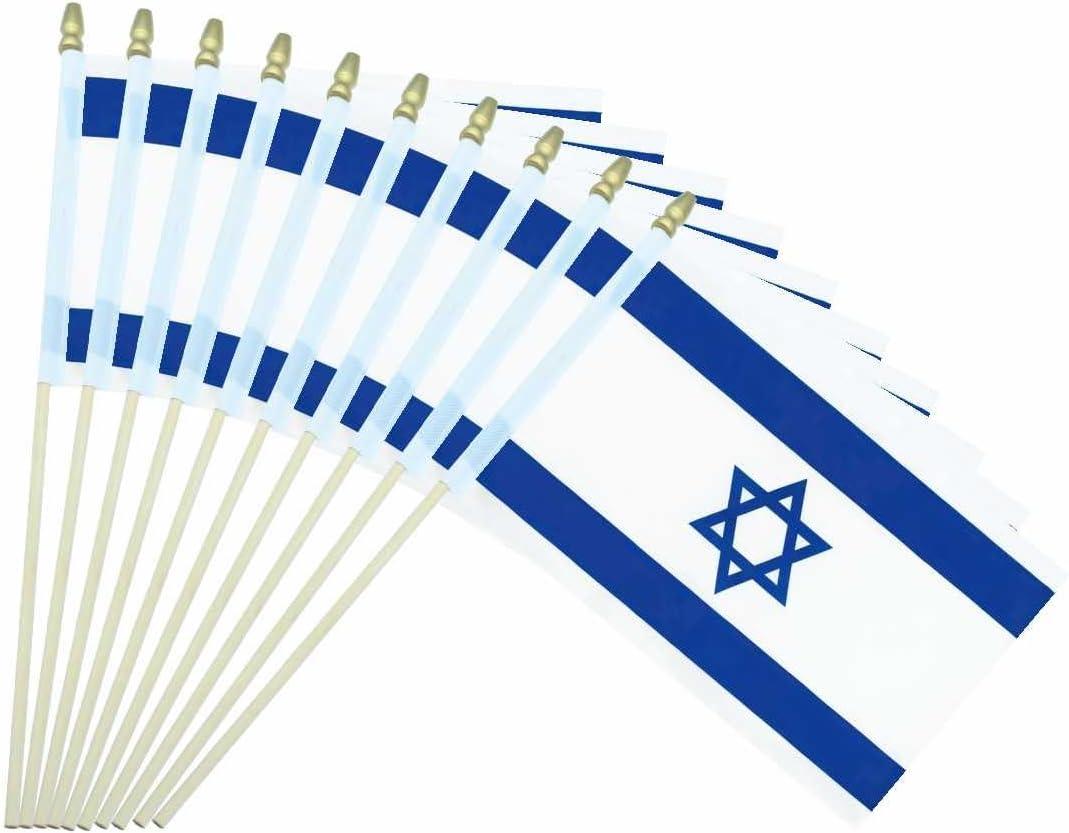 25Pack Small Israel Flag Handheld Mini Israeli Flag on Stick 5x8 Inch