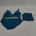 Girls Swimsuit V-Neck Shell Stitched Solid Color High Waisted 3 Piece Bathing Suit Bikini with Cover Up 9-16T (13-14 Years)