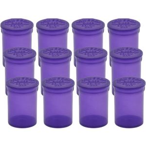 Multi-Use Airtight Empty Pill Bottles with Hinged Lids, 30 Dram Plastic Bottle Organizer for Supplements, Vitamins & Medicines, 12 Pack (Violet Translucent)
