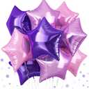 TAOYE Purple Pink Stars Foil Balloons, 18 Inch Lavender Purple Pink Stars Helium Balloons Dark Purple Light Purple Pentagram Foil Balloons for Girls Birthday Wedding Butterfly Theme Party