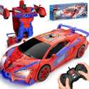 Spider Toys for Boys 4-6, Remote Control Car, One-Button Transform Superhero Toys, 2.4Ghz RC Cars, 360 Spin,1:16 Scale, Shinning Red and Blue Light, Super Hero Toy Cars for Boys 3-8
