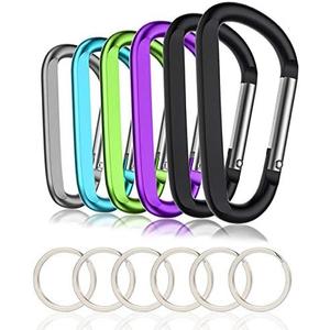 CampTek Carabiner Caribeaner Clip,3" Large Aluminum D Ring Shape Carabeaner with Keyring Keychain Hook