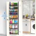 Over the Door Pantry Organizer, 8-Tier Over the Door Organizer with Adjustable Basket, Pantry Door Organization for Pantry Kitchen Storage Room Spice Rack, Black