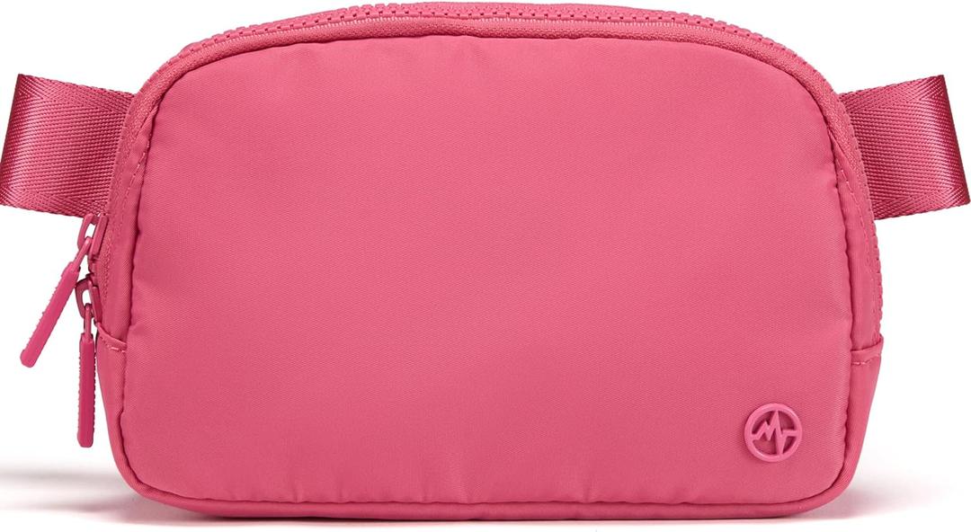 Pander Two Way Zipper Fanny Pack Nylon Everywhere Belt Bag for Women, Water Repellent Waist Packs, Crossbody Bags with Adjustable Strap (Hot Pink)