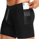 TAILONG Men's Compression Shorts with Side Pocket, Breathable Mesh Running Compression Underwear Workout Shorts for Athletic, Size L