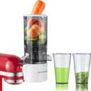 KITCHTREE Masticating Juicer Attachment for KitchenAid Stand Mixer, 4.2" Large Feed Chute Fit Whole Vegetables & Fruits, Slow Cold Press Juicing, Includes 2 * 28oz capacity cups