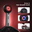 Laser Therapy Hair Growth Comb, 3 in 1 Hair Growth Brush Electric Scalp Massager Oil Applicator High Frequency Comb, IPX7 Waterproof Portable Head Massager for Home & Travel