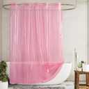 Barossa Design No Hook Clear Pink Shower Curtain or Liner - Soft EVA 10G Extra Heavy Duty Shower Curtain with 3 Magnets for Bathroom, Standard Size 71" x 74", Clear Pink