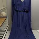 firfig Women's Elegant Mesh Long Sleeve Flare Maxi Dress Tie Low Back Formal Cocktail Maxi Dresses Wedding Guest, Navy Blue X-Large