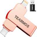 512GB Flash Drive Intended for iPhone iPad, Memory Stick Storage for Photos and Videos Backup, Compatible with iPhone iPad Android PC, Plug and Play, No Application Required (Rose Gold)