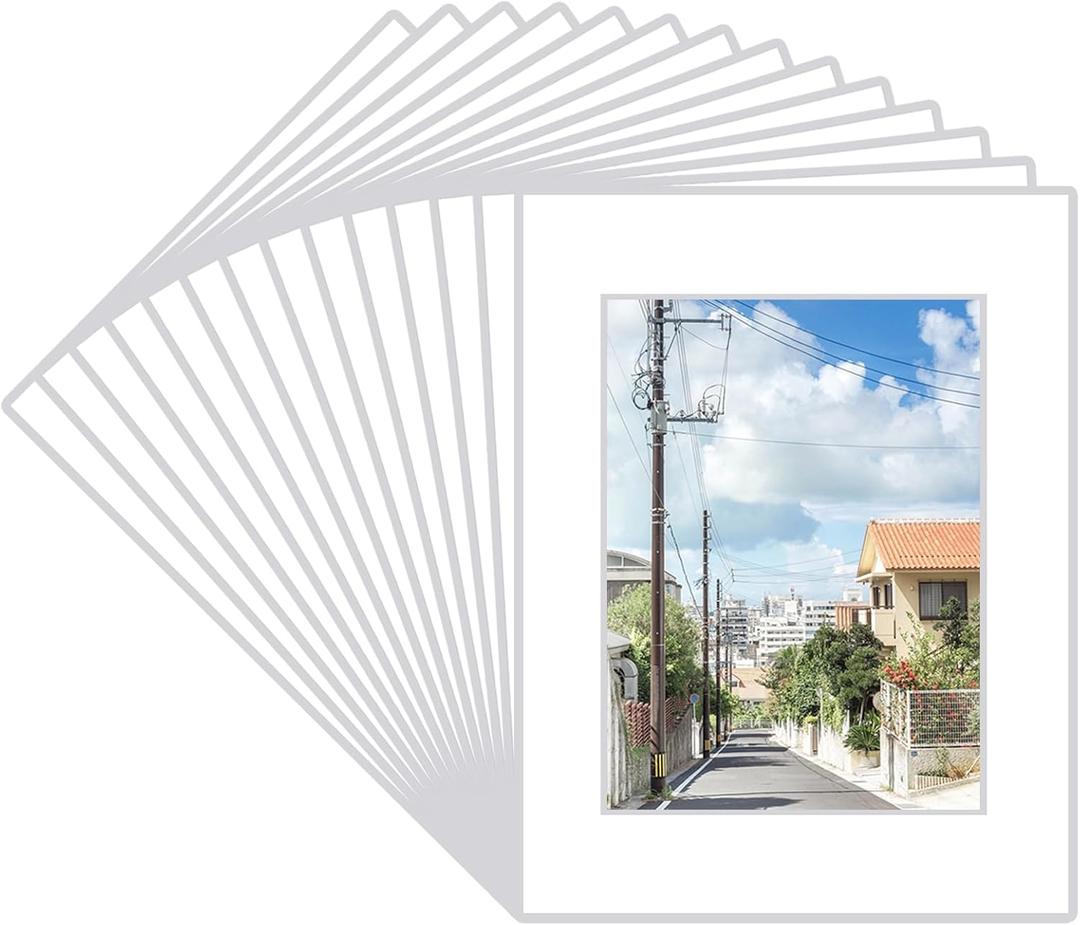 Prudiut 15 Pack 12x16 White Picture Mats, Frame Mattes for 9x12 Pictures Display Photo Frame Mat Core Bevel Cut Mat Board Show Kit for Photos, Prints, Artworks