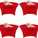 Fivenl 4 Pack 5FT Round Spandex Tablecloth 60 Inch Red Stretchable Table Cover Washable and Wrinkle Resistant Table Cloth, Fitted Round Table for Wedding, Banquet, Birthday, Party, Restaurant (Red)