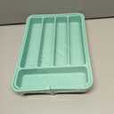 Aujen Silverware Organizer - Expandable Kitchen Drawer Organizer, Adjustable Utensil Organizer, Cutlery Tray for Forks, Knives, Multipurpose Kitchen Organizers and Storage Solution, Green, Medium