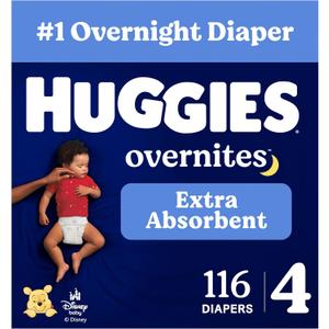 Huggies Overnites Diapers Size 4, 116 Count (2 Packs of 58)