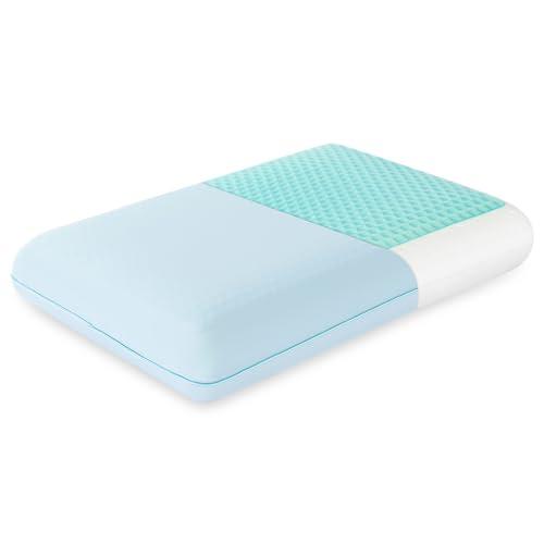 EGOHOME Cooling Memory Foam Pillow with Two-Sided Reversible Cover, Neck Support for Back, Stomach, and Side Sleepers, Washable Removable Cover, All-Season Comfort, Blue