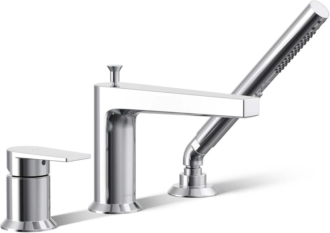 Kohler K-74032-4-CP Taut Bathroom Sink Faucets, 3-Hole with Sidespray, Polished Chrome