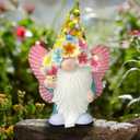 BAYN Garden Gnome Statues Outdoor Decor, Solar Powered Outdoor Gnome with Butterfly Wing Decorative Yard Garden Lights Art Gifts with 11 Warm White LEDs