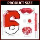 16 Inch Red and White Number 6 Pinata, Birthday Pinata with 16 Inch Piata Stick Blindfold Confetti for Kids 6th Birthday Party Decorations