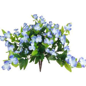 Artificial Flowers for Outdoors 2Pcs Faux Impatiens for Outdoor Planters UV Resistant Blue Silk Flowers Outside Artificial Impatiens Plants Bushes for Front Porch Patio Garden Pot Balcony Decor