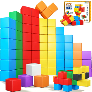 Magnetic Blocks,32PCS Magnetic Building Blocks for Toddlers Age 3-5 Magnet Cubes Toys STEM Educational Sensory Montessori Toys 1-3 Christmas Birthday Gifts for Kids Ages 3 4 5 6 Year Old Boys Girls