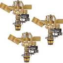 Twinkle Star 1/2 Inch Brass Impact Sprinkler, Heavy Duty Sprinkler Head with Nozzles, Adjustable 0-360 Degrees Pattern, Watering Sprinklers for Yard, Lawn and Grass Irrigation, 3 Pack