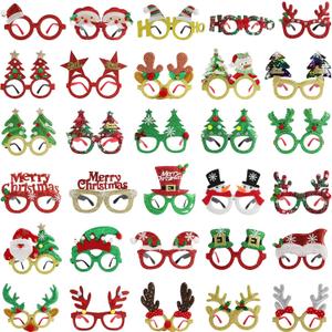 30Pcs Christmas Glitter Glasses Frames for Kids, Christmas Eyeglasses Holiday Party Glasses Frames Christmas Decoration Accessories for Christmas Parties Holiday Favors Photo Booth(One Size Fits All)