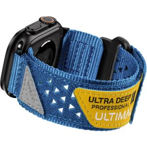 ULTIMAL Compatible with Apple Watch Series 11 42mm Band Series 10/9/8/7/6/5/4/SE/SE2/SE3, Nylon velcro watch band Stars-Stripes Flag Woven Strap for 42mm/41mm/40mm/38mm (L, Blue)