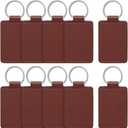 10 Pcs Rectangular PU Leather Key Fob with Ring Blank Keychain Holder Ornaments Laser Engraving Key Tags Leather Key Chain Charms Pendants Stamping Key Chains Leather Craft Keychain Blanks Brown, 8.5 x 4cm