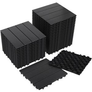 Neoaider 36PCS Plastic Interlocking Decking Tiles 12" x 12", 36 sq. ft Waterproof Outdoor Flooring All-Weather, Patio Floor Decking Tile for Garden Porch Poolside Balcony Backyard, Dark Grey