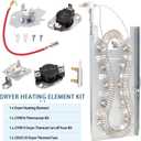 Dryer Heating Element Kit Replaces For Whirlpool Model WED7500GC0 WED7120HW1 WED7500GW0 WED7120HW0 WED75HEFW1 WED9150WW0 WED9050XW0 WED92HEFW1 GEW9200LW1 GEW9250PL1 GEQ9800PW1 GEW9200LW0