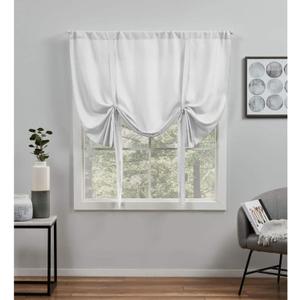 XCLUSIVE HOME Loha Light Filtering Rod Pocket Tie Up Shade, 54"x63", Winter, Includes one (1) tie-up shade that measures 54"W x 63"L. It features four ties to tie it up for a ruching effect or leave it untied for added privacy