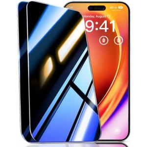DMJN UNBREAK Glass for iPhone 16 Pro Max Privacy Screen Protector (NO.1 Military Grade Shatterproof) Privacy Screen iPhone 16 Pro Max Tempered Glass (Easy Installation & 100% Anti-Spy),2 Pack