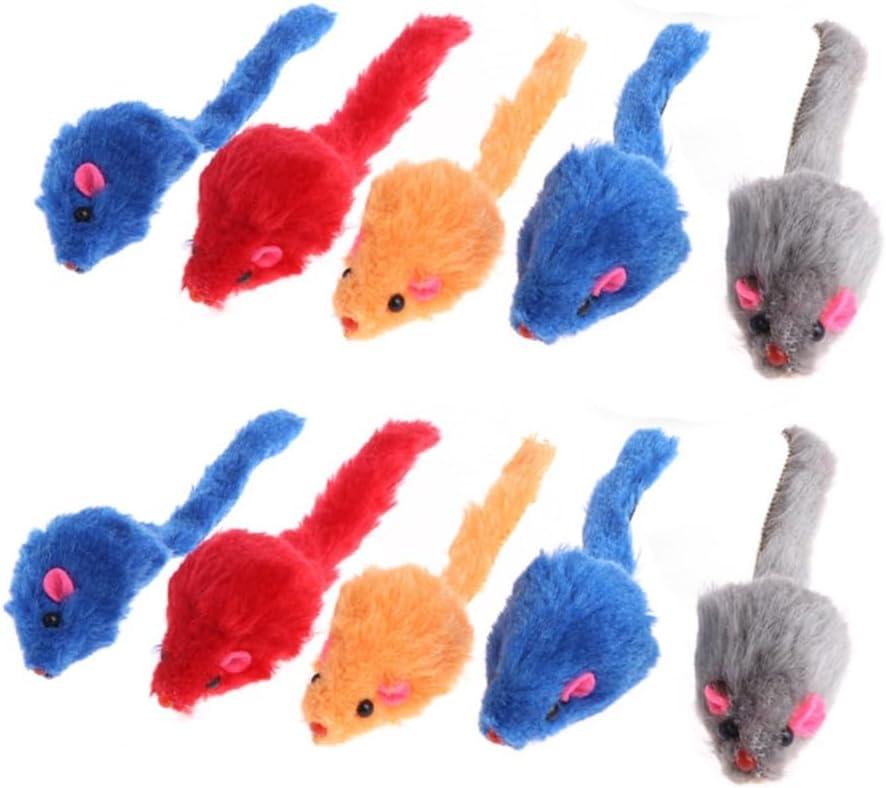10PCS Plush False Mice Cat Toys Sound Making Interactive Play Soft Material Random Colors for Indoor Cats Entertainment
