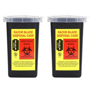 2 Pack Sharps Container Blade Disposal Containers Tattoo Syringe Needle Trash Can Case Barber Razor Storage Dispenser Biohazard Infectious Waste Case for Home Professional Use (2PCS)