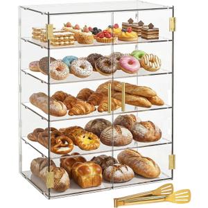 5 Tiers Large Acrylic Counter Top Bakery Display Case 5mm high Impact PETG Panels Bread Case 19.5" L X 10.2" W X 30" H Party Cake Cabinet (5 Tiers)