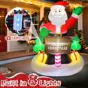 6FT Christmas Inflatable Waving Santa 6FT Holding Sign Santa Claus Christmas Inflatables Outdoor Decorations Xmas Santa Blow Up Yard Decor with 8 Built-in LEDs for Yard Garden Lawn(with Storage Bag)