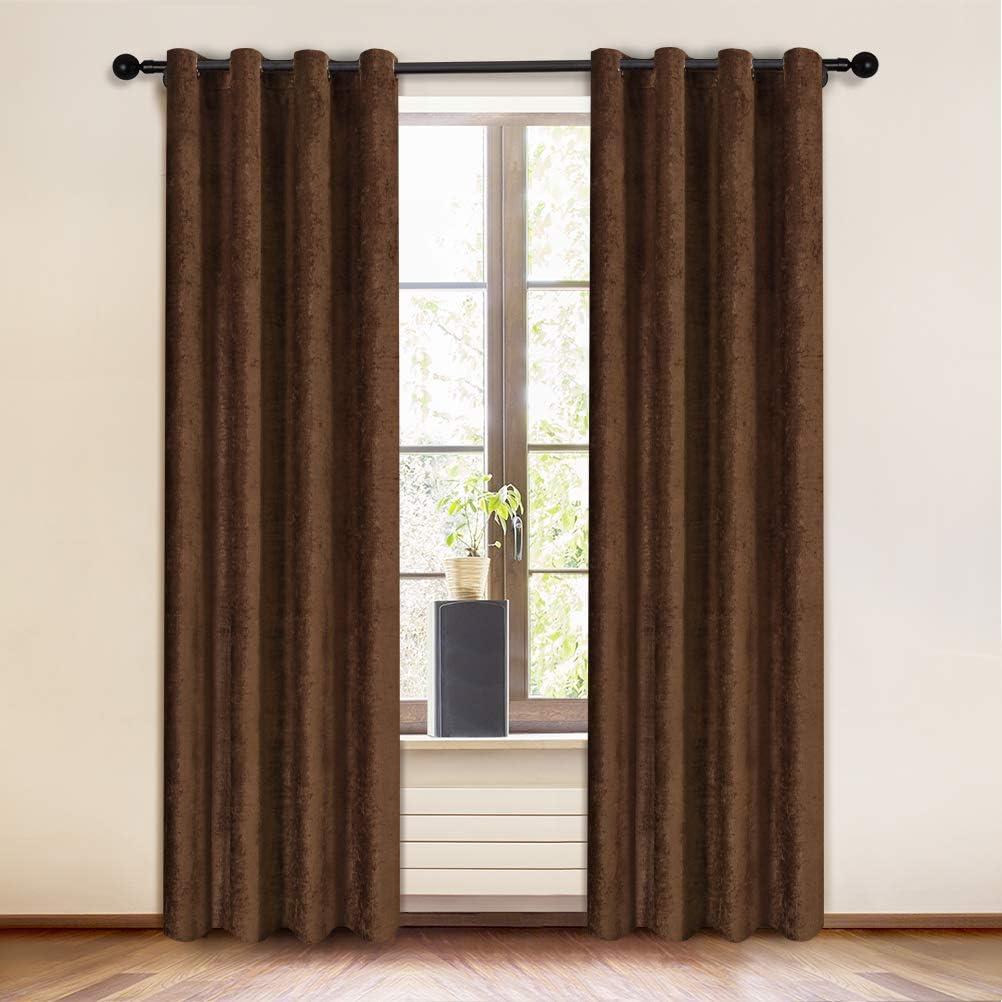 ELKCA Chocolate Double-Sided Chenille Curtains for Living Room Modern Window Treatment for Bedroom Curtain,Grommet Top-2 Panels (Chocolate, 52" W x 84" L) (52"W x 84"L (Pack of 2))