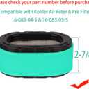 2 Packs 16-083-04 1608304S Air Filter Compatible with Kohler 7000 Series 19-26hp Engine Lawn Mower Air Filters, Replace 16-083-04-s 1688304