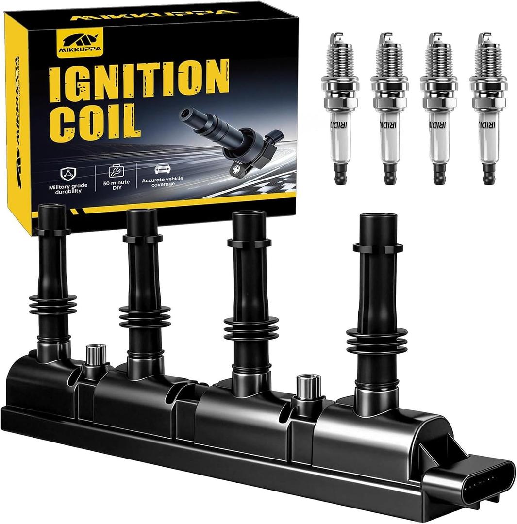 MIKKUPPA UF669 Ignition Coil Pack and 1675 Iridium Spark Plugs Replacement for 1.4L Chevy 2011-2015 Cruze, 2012-2020 Sonic, 2015-2021 Trax, 2013-2021 Buick Encore, Replaces D521C D521C PFR7S8EG