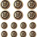 MebuZip 14 Pieces Black Gold Metal Blazer Button Set 15mm 20mm for Blazers, Suits, Sport Coats, Uniform, Jackets (MBM22)