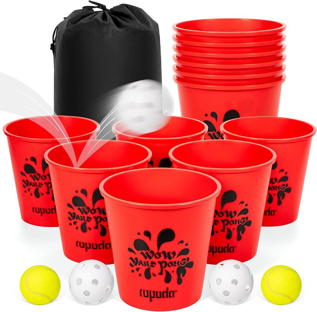 ropoda Giant Yard Pong,Yard Games with Durable Buckets and Balls - Choose Red Large, XL, or Green - Glow in The Dark, Outdoor Game with Carry Bag for The Beach,Lawn, Great Gift Choice for Families