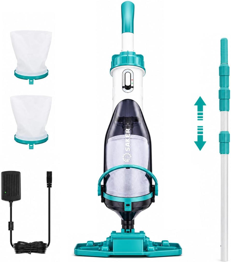 Saker Cordless Pool Vacuum Cleaner with 18.5GPM Powerful Suction