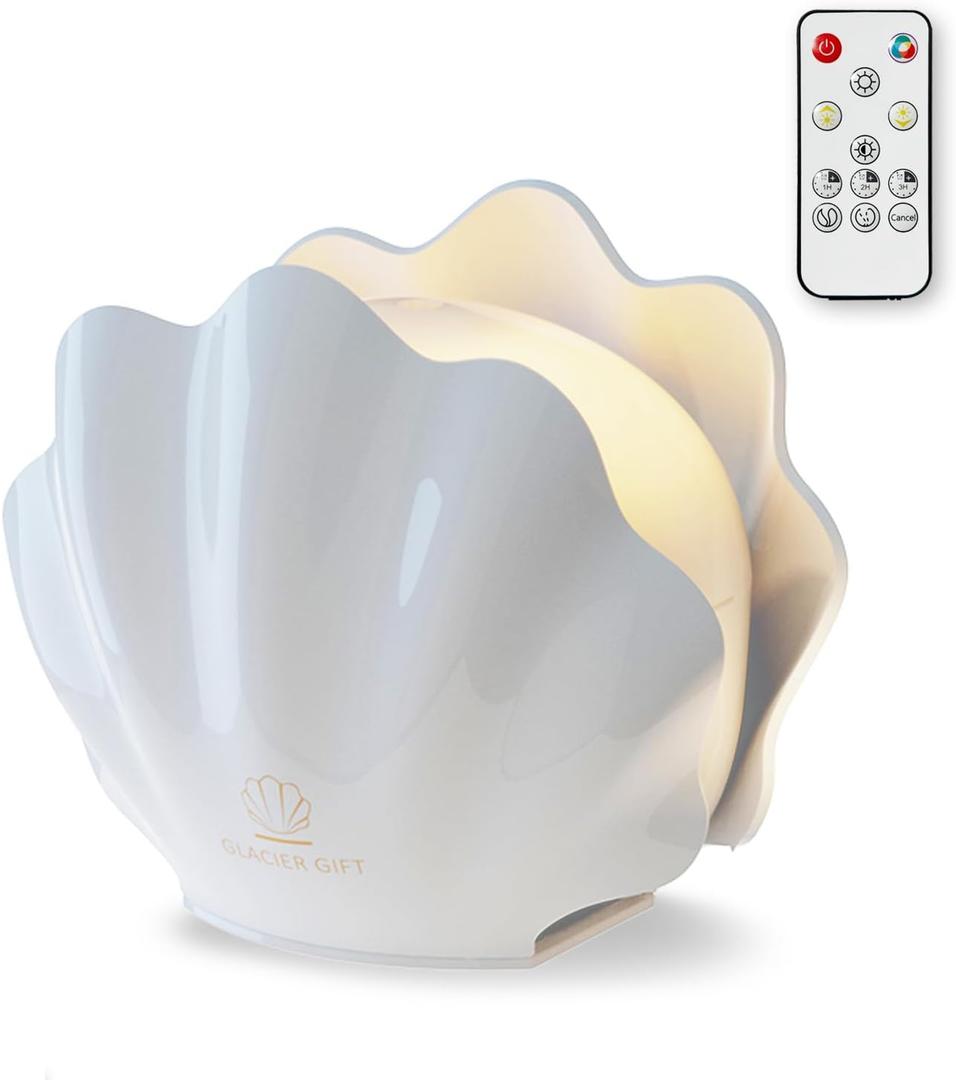Essential Oil Diffuser 260ML, Shell Aroma Diffuser with Remote Control, 7 Colors LED Night Light for Bedroom Home Relaxation, Valentines Day Gifts (White)