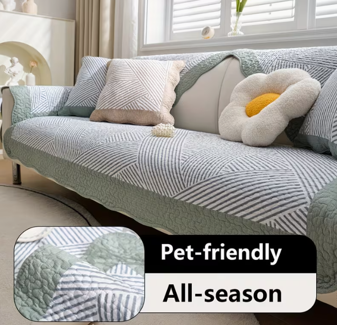 Quilted Rhythm Cotton Comfortable, Thick Soft Non-Slip Sofa Cushion, Suitable for All Four Seasons, Multiple, Backrest Cover Armrest Cover, Pilling-Resistant, Shrink-Resistant, Size 90x240 cm
