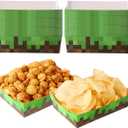 BOXOB 36pcs Pixel Party Food Trays, Brown and Green Pixel Miner Theme Trays Practical Paper Food Snack Displaying and Storing Plates Supplies for Birthday Decorations Green Miner Theme Party Favors