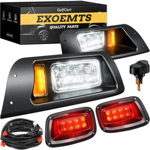 EZGO TXT LED Headlight & Tail Light Kit for 1996-2013 Gas and Electric Golf Carts, 12V Street Legal LED Light Kit for EZGO TXT, Golf Cart High Brightness Headlight Taillight Combo, Black