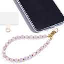 Lostars Marble Beaded Phone Wrist Strap,Detachable Phone Bracelet Strap with Tether Tab,Hands-Free Wristlet Strap (Light Purple Cat's Eye)