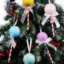 6 Pcs Christmas Lollipop Ornaments, Christmas Tree Candy Hanging Ornaments, Rainbow Lollipop Hanging Ornaments Candy Gift for Xmas Tree New Year Easter Birthday Party Decoration