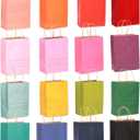 qiqee 32-Packs Paper Bags with Handles Bulk 7.6"x4.75"x10.5" Medium Gift Bags 16 Different Senior Color Bags Multiple UsesMedium Size