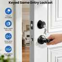 Veise Keyed Alike Front Door Handle Lock with Single Cylinder Deadbolt Combination Set, Exterior Entry Door Locksets with Deadbolt, Wave Zinc Alloy Style Lever keyed Entry Lock, Matte Black